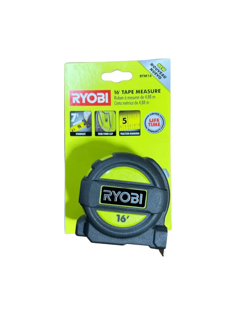 16-Foot Heavy-Duty Tape Measure With Overmold Grip & Wireform Belt Clip 1