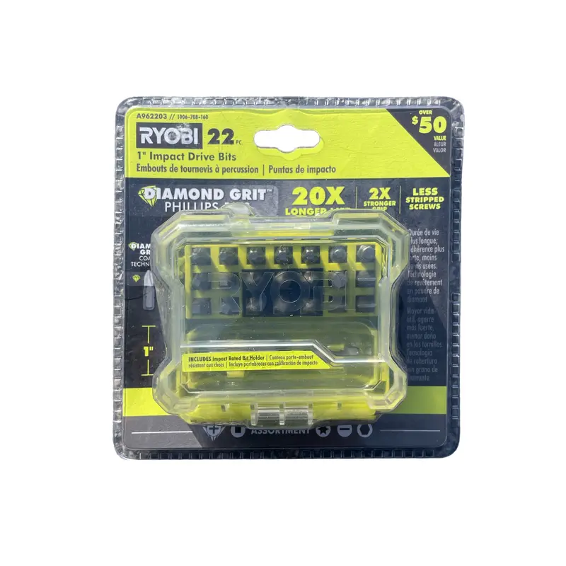 22-Piece Assorted 1" Diamond Grit Impact Bits 1