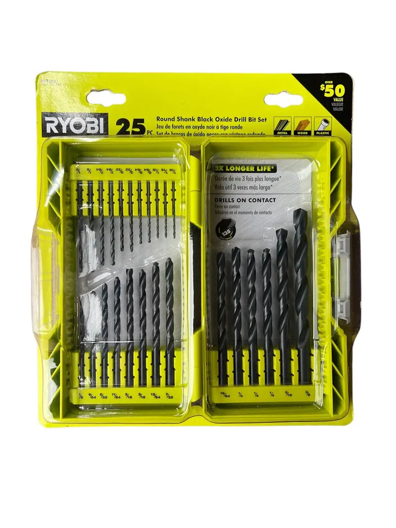 25-Piece Black Oxide Round-Shank Drill Bit Set – General Purpose 1