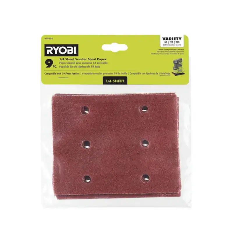 9-Piece 1/4-Sheet Sandpaper Assortment – 80, 120, And 220 Grit 1