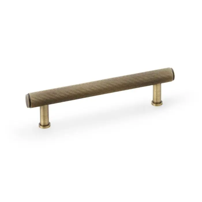 Alexander & Wilks Crispin Reeded T-Bar Pull Handle – Polished Brass Or Matte Black 1