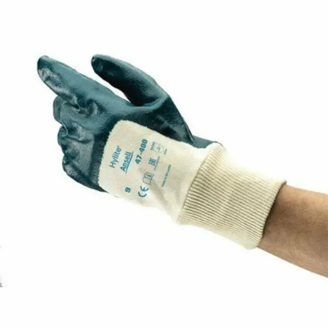 Ansell Hylite Nitrile 3/4-Dipped Gloves – Smooth Finish, Size Medium 1