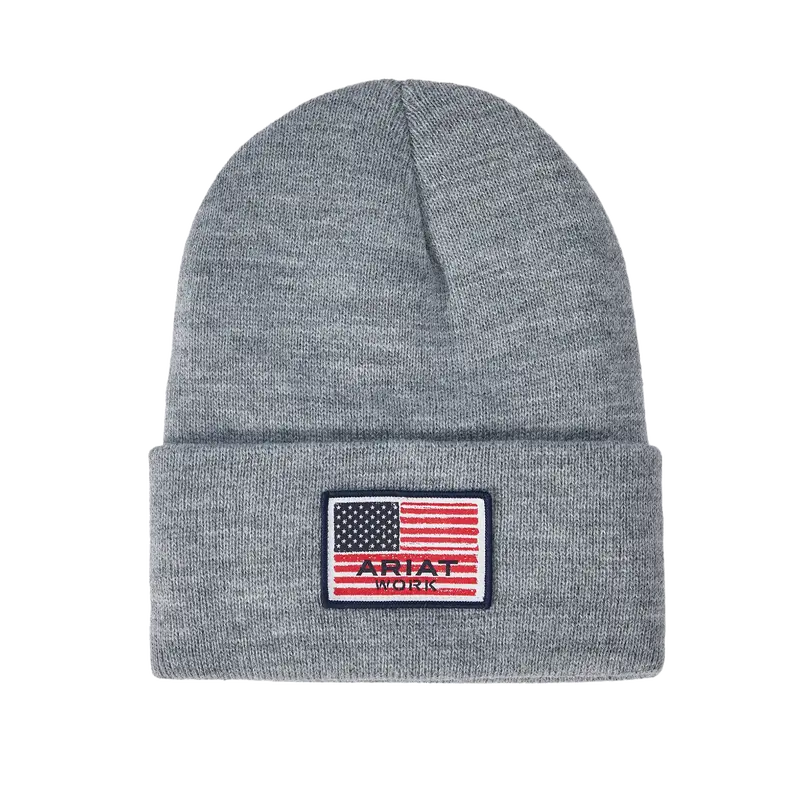 Ariat Men'S Rebar American Flag Embroidered Beanie 1