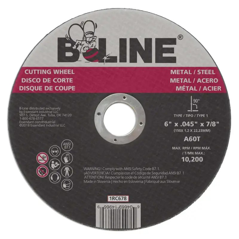 B-Line 6-Inch Aluminum Oxide Cutting Wheel — 0.045-Inch Thickness, 60 Grit, 7/8-Inch Arbor 1