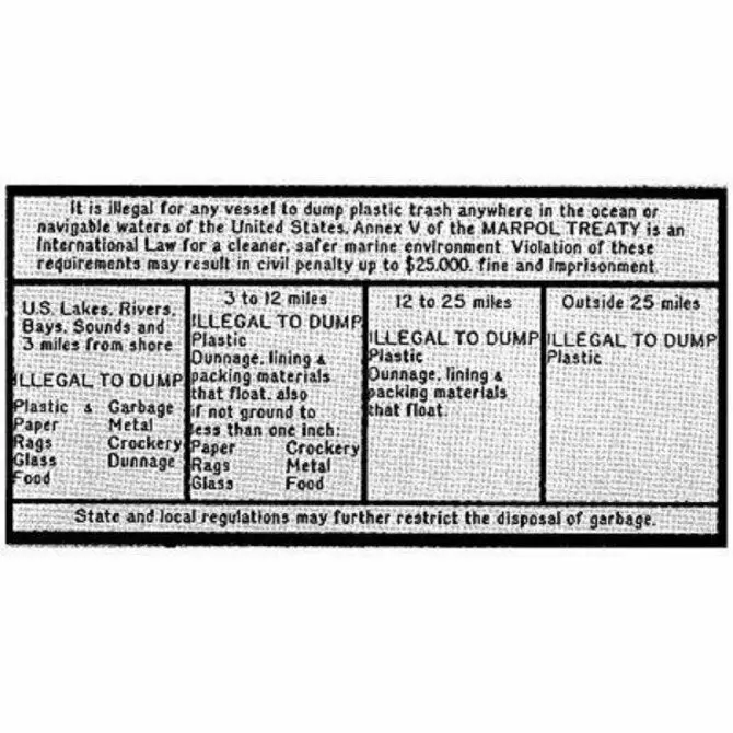 Bernard Dumping Plaque – Regulatory Compliance Sign For Vessel Waste Discharge 1