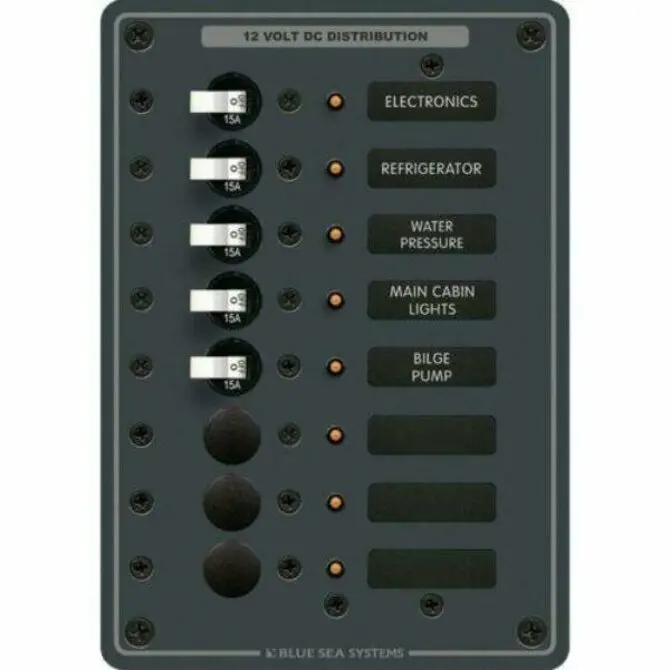 Blue Sea Traditional 8-Circuit Metal Dc Distribution Panel 1