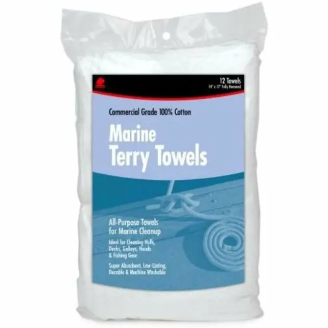 Buffalo Industries Marine Terry Towels – Pack Of 12 (14" X 17") 1