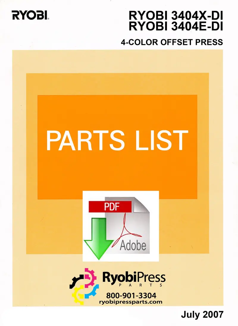 Complimentary Parts Manual Pdf For Ryobi 3404X-Di And 3404E-Di 1