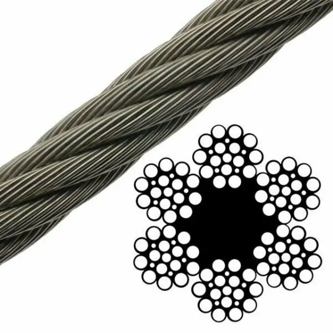 Galvanized 6×19 Fiber-Core Wire Rope – Standard Marine Grade 1