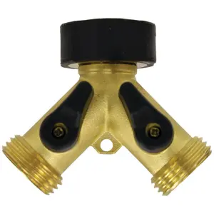 Gilmour Brass Y-Connector – Dual-Outflow Hose Splitting Adapter 1