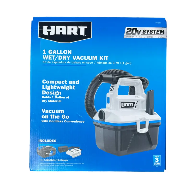 Hart 20V 1-Gallon Wet/Dry Vacuum – Complete Kit With 4.0Ah Battery 1