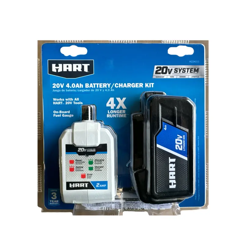 Hart 20V 4.0Ah Lithium-Ion Battery And 2A Fast Charger Bundle 1