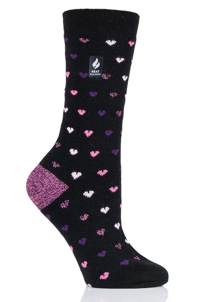 Heat Holders Ultra Lite Orchid Hearts Crew Socks For Women 1