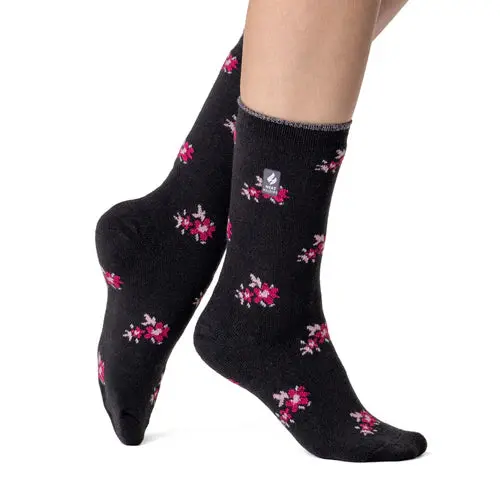 Heat Holders Women'S Ultra Lite Bellis Floral Crew Socks 1