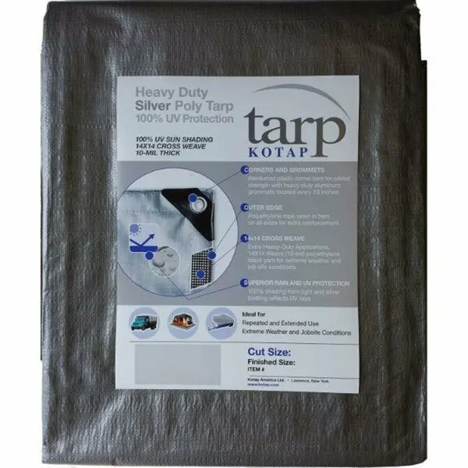 Kotap Heavy-Duty Polyethylene Tarp – Reinforced Grommets, All-Weather Use 1