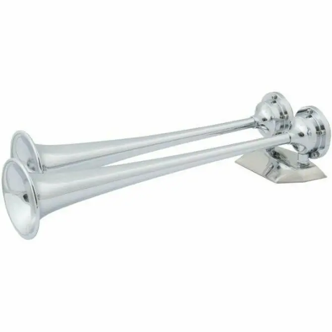 Marinco 12V Chrome Dual-Trumpet Air Horn – Heavy-Duty Electric Horn Assembly 1