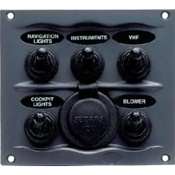Marinco 5-Gang Gray Waterproof Switch Panel – Pre-Wired And Marine-Rated 1