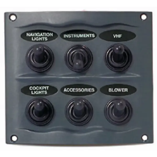 Marinco 6-Switch Waterproof Control Panel – Rugged Gray Enclosure 1