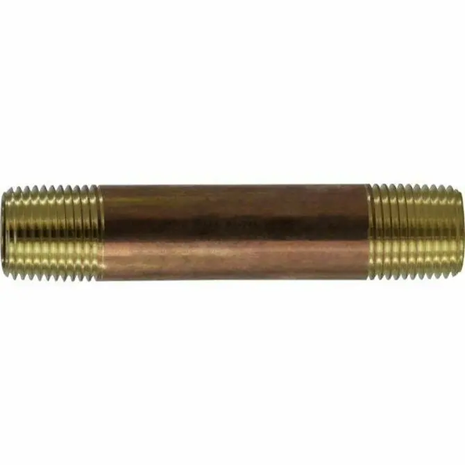 Midland Red Brass Nipple – 1/2-Inch Diameter, Lead-Free Pipe Spacing Fitting 1