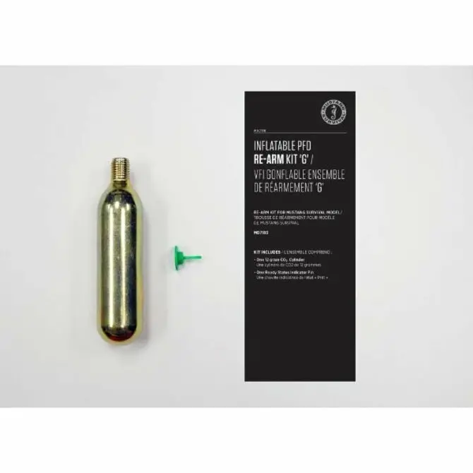 Mustang Survival G-Series Manual Re-Arm Kit – 12G Co₂ Inflation Cartridge Replacement 1