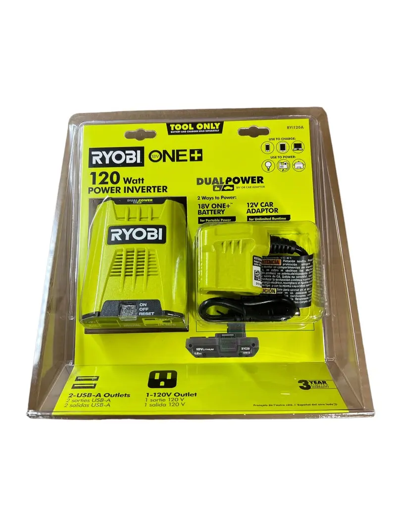 One+ 18V 120W 12V Automotive Power Inverter – Dual Usb Ports Included 1