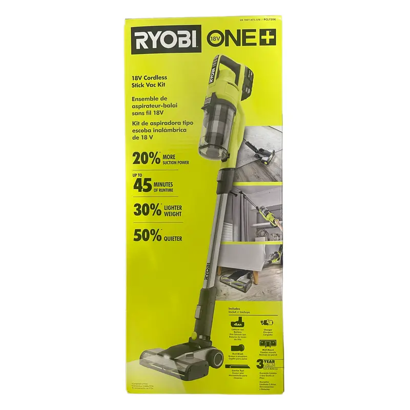 One+ 18V Cordless Stick Vacuum Kit – Includes 4.0 Ah Battery & Charger 1