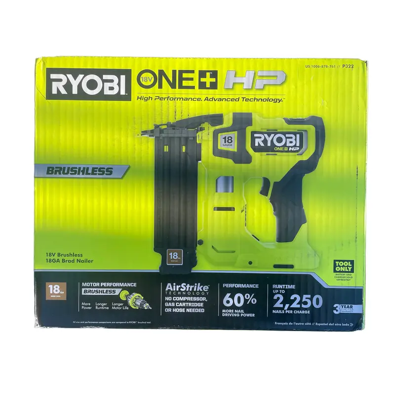 One+ Hp 18V Brushless Airstrike 18-Gauge Brad Nailer – Bare Tool 1