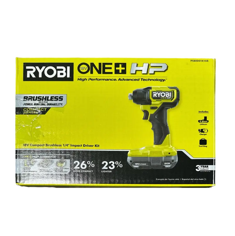 One+ Hp 18V Brushless Compact Impact Driver Kit – Includes Battery, Charger & Carry Bag 1