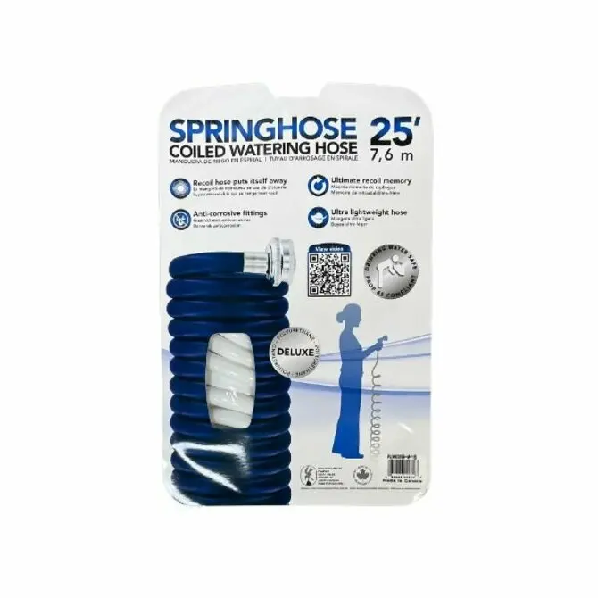 Plastair White Expandable Spring Hose – 25-Foot Retractable Garden Hose 1