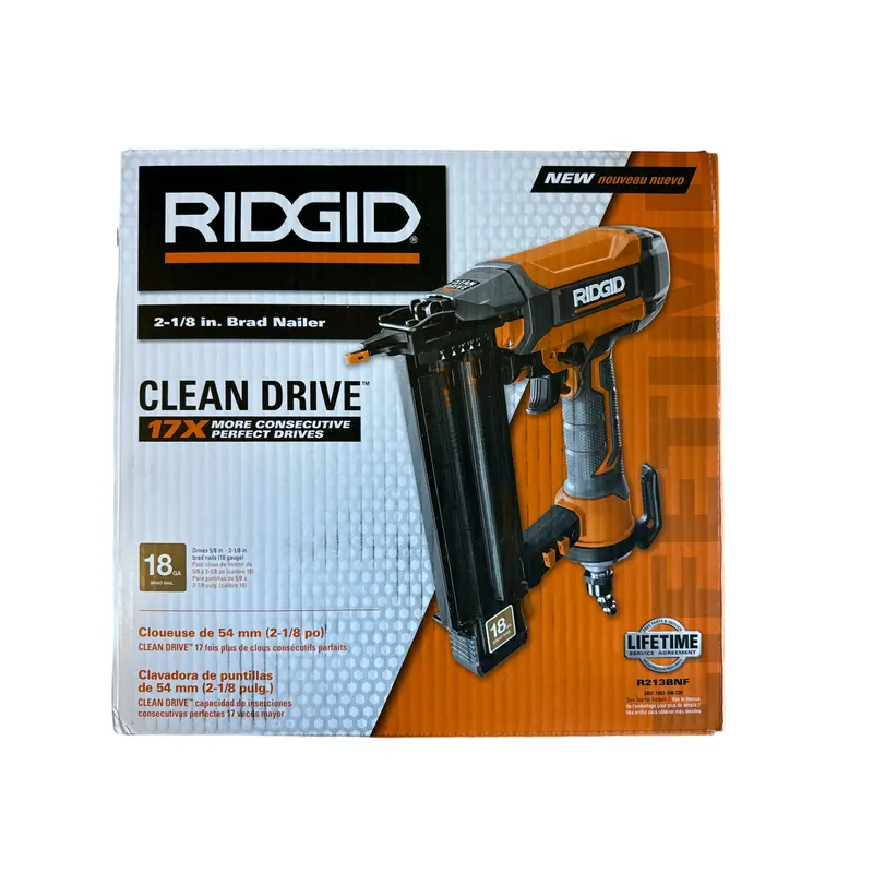 Ridgid 18-Gauge 2-1/8" Brad Nailer With Clean Drive Technology – Includes Sample Nails 1