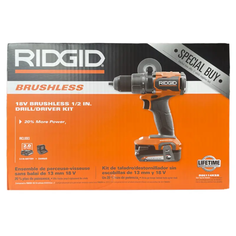 Ridgid 18V Brushless 1/2 In. Drill/Driver Kit – Clearance Bundle With 2.0 Ah Battery & Charger 1