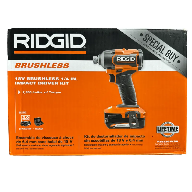Ridgid 18V Brushless Impact Driver Kit – 3-Speed, Includes 2.0 Ah Battery & Charger 1