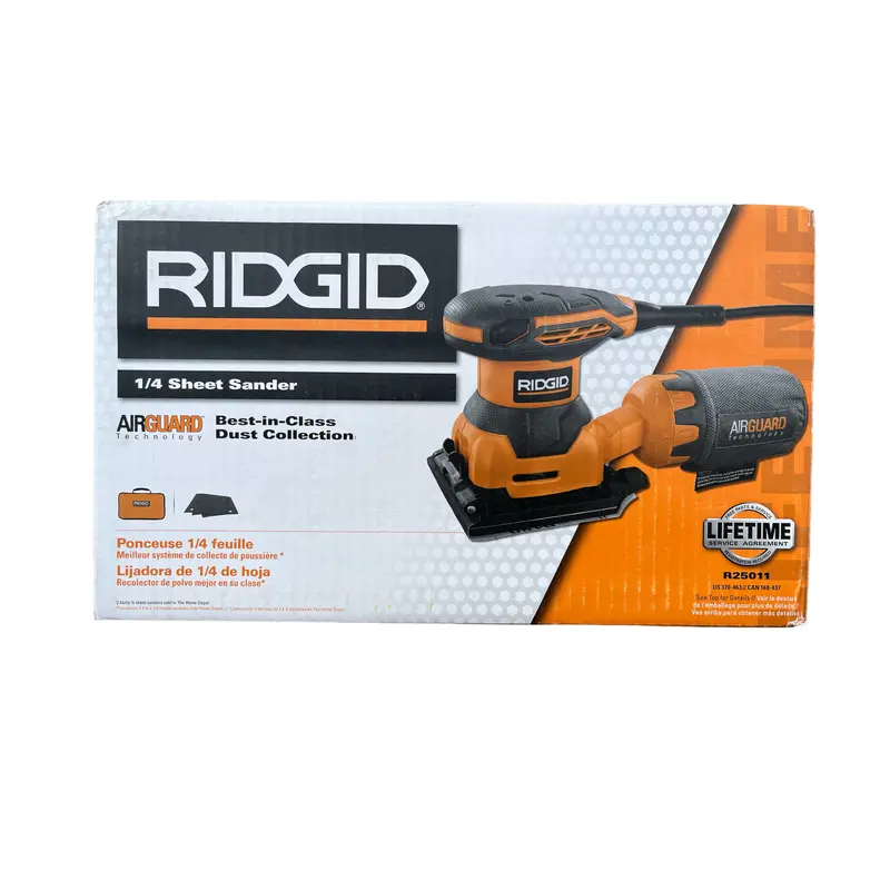 Ridgid 2.4A 1/4-Sheet Orbital Sander With Airguard Dust Control 1