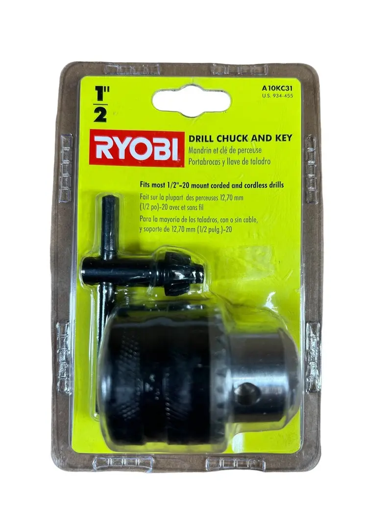 Ryobi 1/2-Inch Key-Type Drill Chuck With Matching Key 1