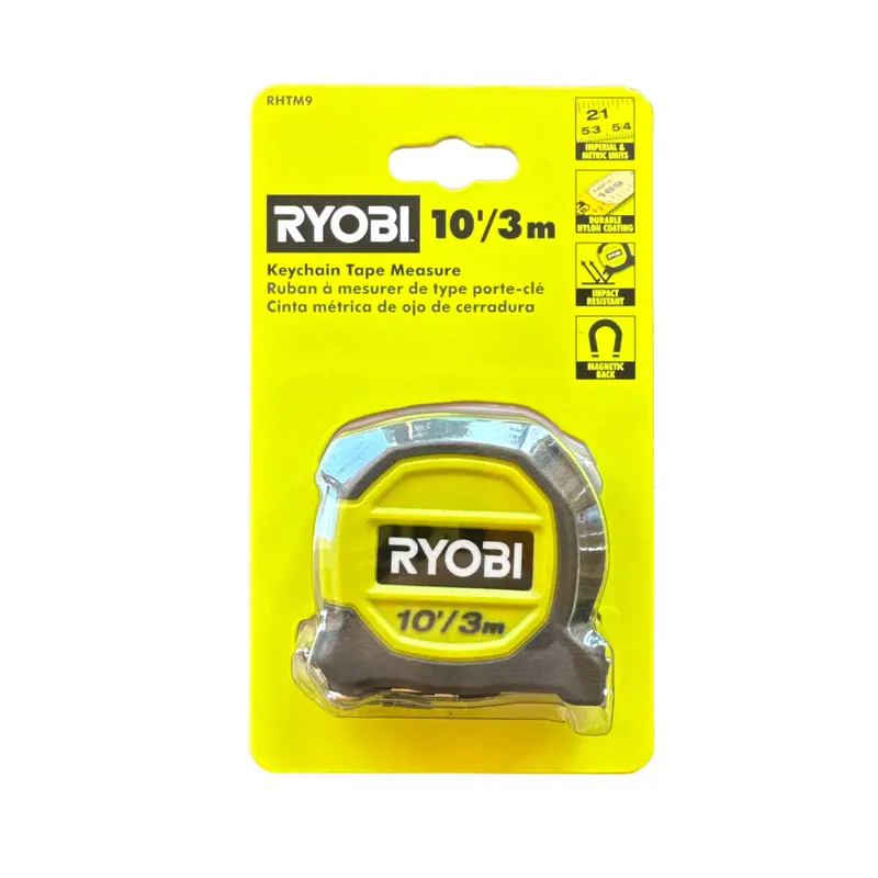 Ryobi 10-Foot Keychain Tape Measure – Lightweight, Retractable Measuring Tool 1