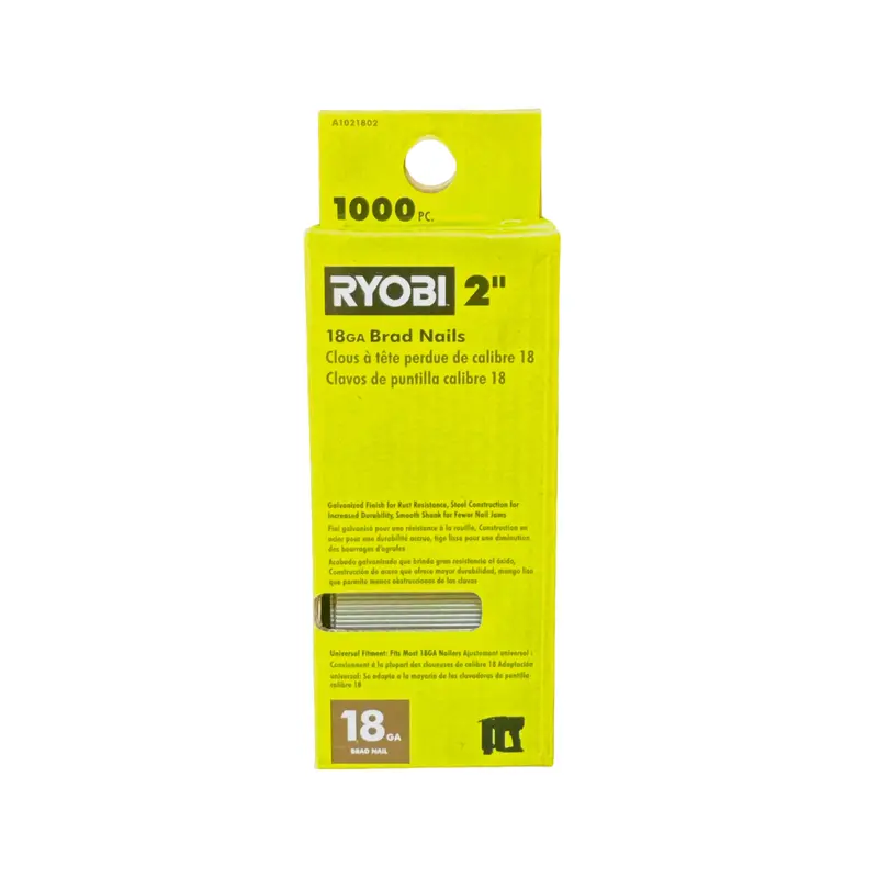 Ryobi 1,000-Piece 2" 18-Gauge Brad Nail Pack – Heavy-Duty Fastening 1