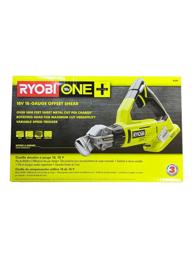 Ryobi 18V One+ 18-Gauge Offset Shear – Bare Tool 1