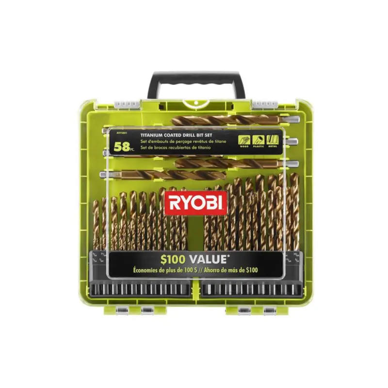 Ryobi 58-Piece Titanium-Coated Drill Bit Collection 1