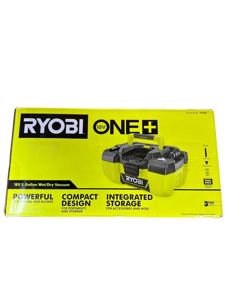 Ryobi One+ 3-Gallon Cordless Wet/Dry Vacuum – Tool-Only New Unit With Integrated Storage 1