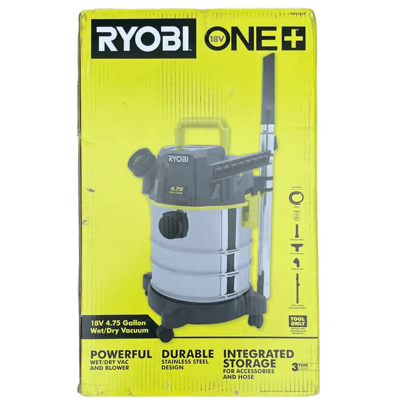 Ryobi One+ 4.75-Gallon Stainless Steel Wet/Dry Vacuum (18V Cordless) 1