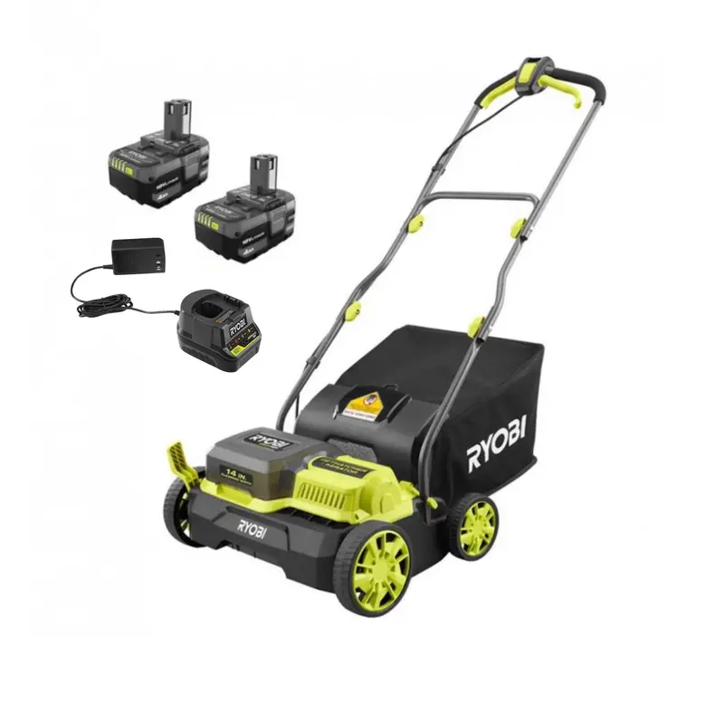 Ryobi One+ Hp 18V Brushless Dethatcher & Aerator — 14-Inch Cordless, Includes Two 4.0 Ah Batteries And Charger (Refurbished) 1