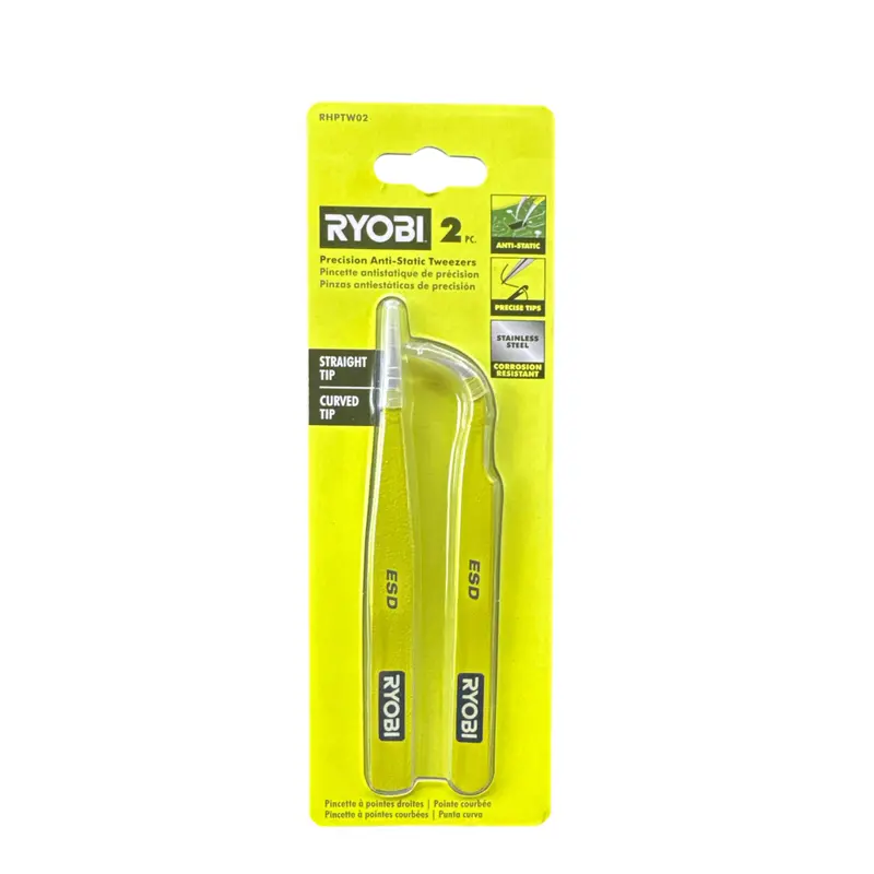 Ryobi Precision Anti-Static Tweezers Set – 2-Piece 1