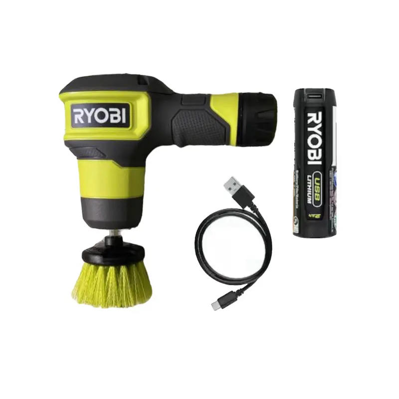Ryobi Usb Lithium Compact Scrubber Kit With 2" Medium Bristle Brush (Reconditioned) 1