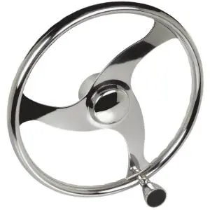 Sea Choice 13-1/2" Stainless Steel 3-Spoke Steering Wheel With Knob 1
