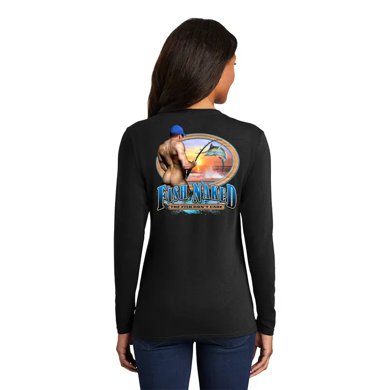 Sea Gear Ladies ‘Fish Naked Man’ Graphic Long-Sleeve Tee 1