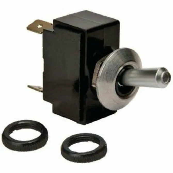 Sierra Satin Chrome Spst Toggle Switch With Retaining Ring (White/Red) 1