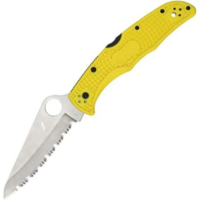 Spyderco Pacific Salt 2 Lockback Knife – Yellow Handle, Corrosion-Resistant Steel 1