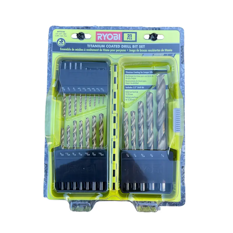 Titanium-Coated 21-Piece Drill Bit Set – High-Speed Steel 1