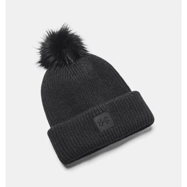 Under Armour Women'S Coldgear Infrared Ribbed Pom Beanie 1