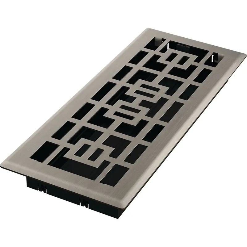 Imperial Tokyo Steel Floor Register – 4" X 12", Brushed Nickel Finish, Modern Vent Design 1